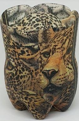 Re-cycled Lantern Large - Leopard Face
