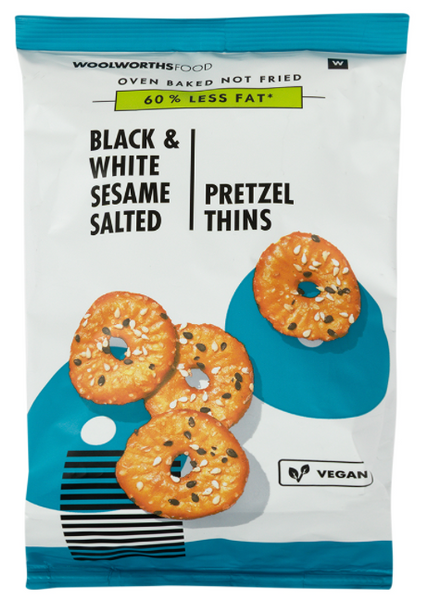 Woolworths Black and White Sesame Seeds Pretzel Thins (180g)