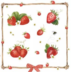 Strawberry & Bumblebee Servietten Tissue 20 Stück (33 x 33 cm)