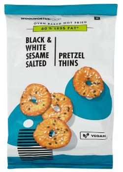 Woolworths Black and White Sesame Seeds Pretzel Thins (180g)
