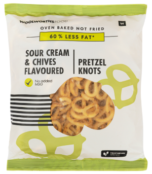 Woolworths Sour Cream and Chives Flavoured Pretzel Knots (150g)