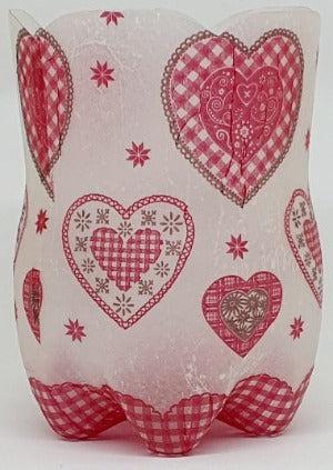 Re-cycled Lantern Large - Pink Hearts