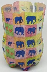 Re-cycled Lantern Medium- Colourful Elephant (30)