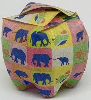 Re-cycled Lantern Medium- Colourful Elephant (30)